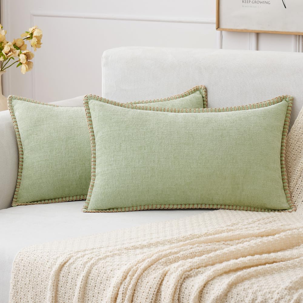 MIULEE Decorative Couch Throw Pillow Covers 18x18 Inch Sage Green 2 Pack