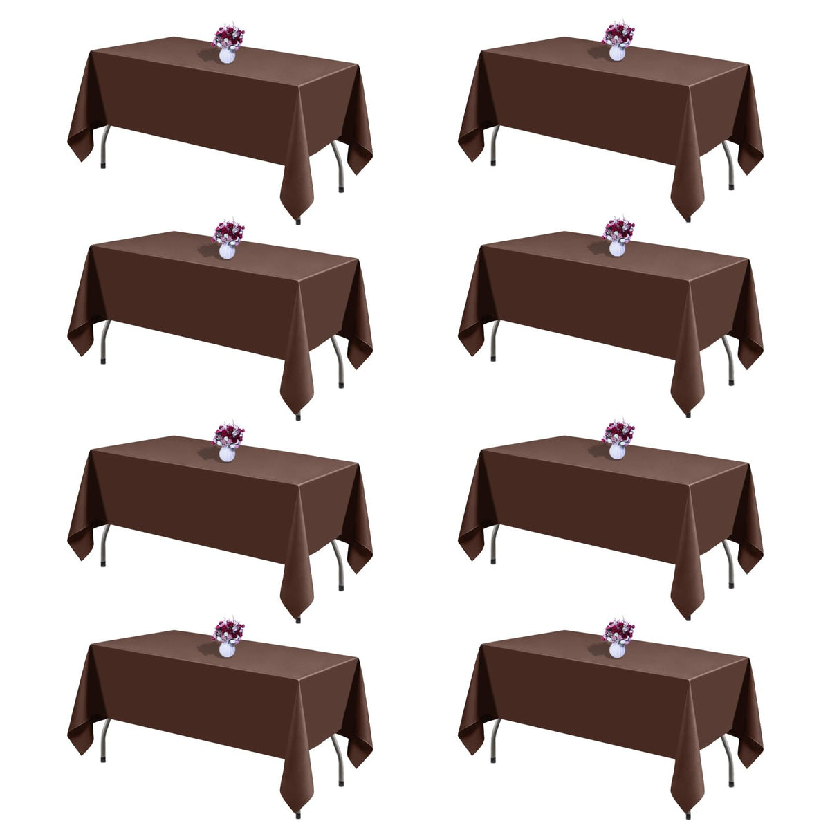 White Rectangle Table Cloth 60 x 102 Inch, 8 Pack