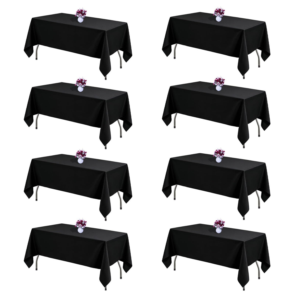 White Rectangle Table Cloth 60 x 102 Inch, 8 Pack