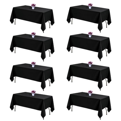 White Rectangle Table Cloth 60 x 102 Inch, 8 Pack