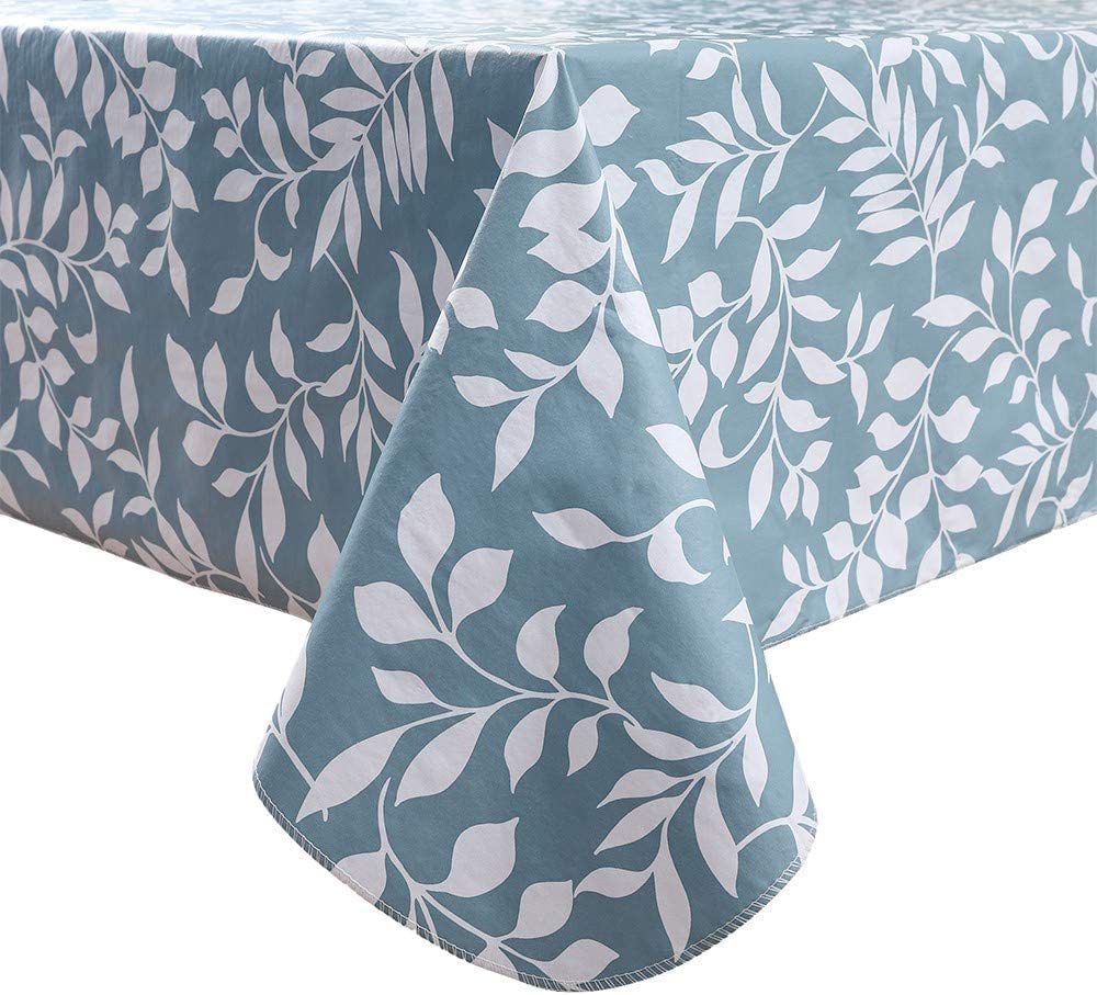 Pioggia Vinyl Tablecloth with Flannel Backed Rectangle Waterproof Oil-Proof PVC Table Cloth Wipeable Spill-Proof Plastic Table Cover for Indoor and Outdoor