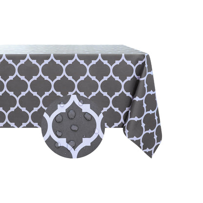 Romanstile Rectangle Vinyl Tablecloth, 100% Waterproof Oil-Proof Checkered Plastic Table Cloth, Heavy Duty Wipeable Table Covers for Dining, Camping, Picnic, Outdoor - 54 x 78 Inch, Grey