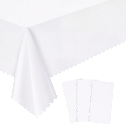 NatNarr 3 Pcs Plastic Light Pink Tablecloths, Scalloped Table Cloths