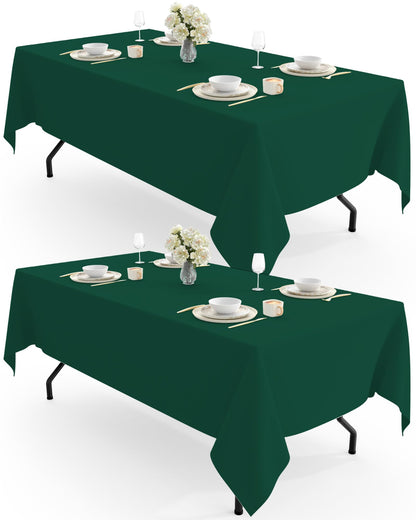 Pureegg Polyester Tablecloth 60" x 102" Reusable Washable 2 Pack White