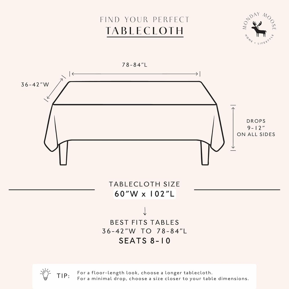 MONDAY MOOSE Gingham Checkered Farmhouse Rustic Picnic Style Decoration Rectangle Natural Stonewashed Cotton Tablecloth for Kitchen, Dining Room, Restaurant (60x102 inch, Beige)