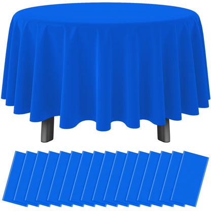 12 Pack Blue and White Plastic Checkered Tablecloth, Premium Decorative Disposable Blue Gingham Plaid Table Cloths for Parties, Rectangle Party Table Cover for Picnic Farm Birthday Wedding, 54x108Inch