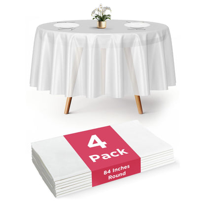 Prestee 12-Pack White and Gold Tablecloth - 54x108 Inch - Disposable Table Covers for Party, Weddings, and Holidays - Waterproof Christmas Tablecloth, Stain-Resistant Plastic Table Cover Set