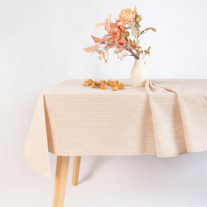 MONDAY MOOSE Gingham Checkered Farmhouse Rustic Picnic Style Decoration Rectangle Natural Stonewashed Cotton Tablecloth for Kitchen, Dining Room, Restaurant (60x102 inch, Beige)
