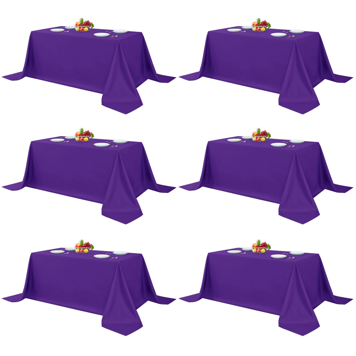 Fitable 6 Pack Ivory Tablecloths 70x120 Inch for 6-8 Ft Rectangle Tables