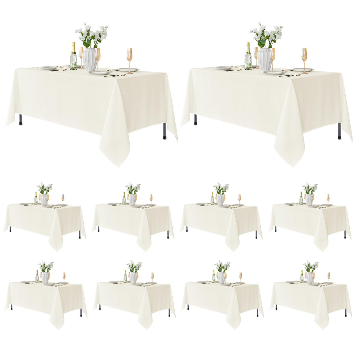 Fitable 6 Pack Ivory Tablecloths 70x120 Inch for 6-8 Ft Rectangle Tables