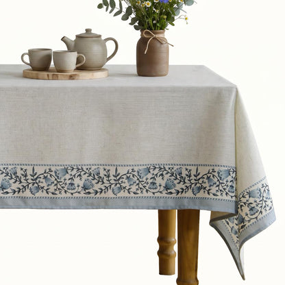 ISAENNE Designer French Linen Rectangular Tablecloth,118"x67"-Cornucopia