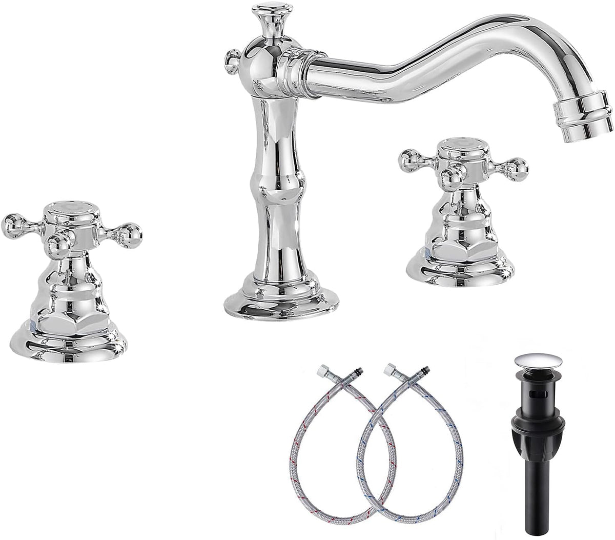 8" 2 Handles 3 Holes Bathroom Sink Faucet Antique Brass