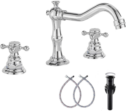8" 2 Handles 3 Holes Bathroom Sink Faucet Antique Brass