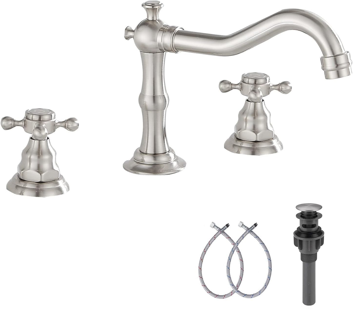 8" 2 Handles 3 Holes Bathroom Sink Faucet Antique Brass