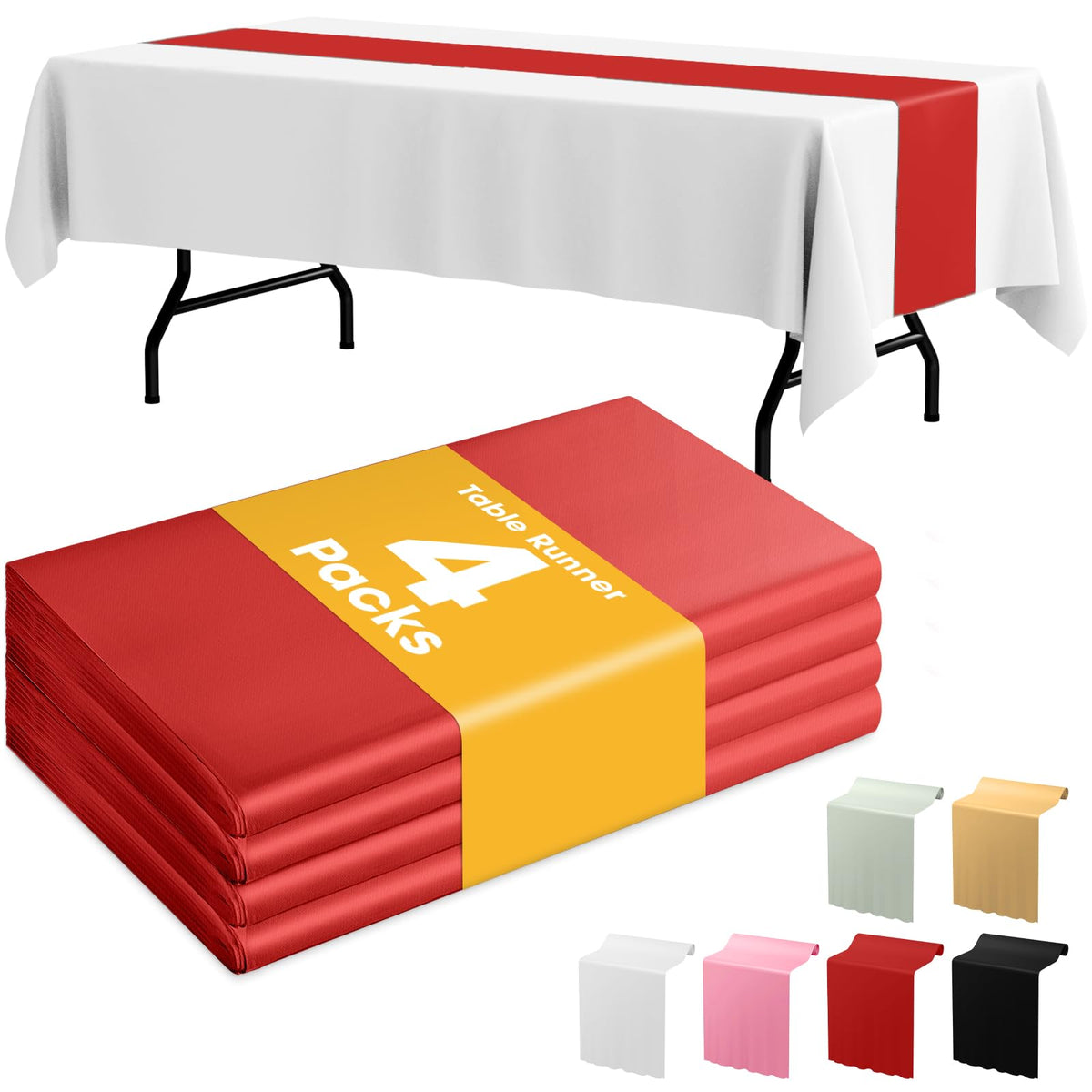 Niuara White Plastic Table Cloth - 4 Pack 54" × 108" Rectangle Disposable Tablecloths for 6FT Tables, Table Cover for Party, Holiday & Gathering Use