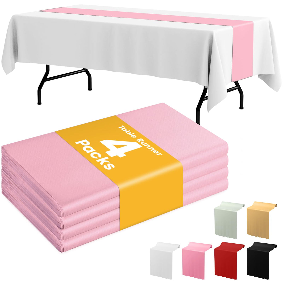 Niuara White Plastic Table Cloth - 4 Pack 54" × 108" Rectangle Disposable Tablecloths for 6FT Tables, Table Cover for Party, Holiday & Gathering Use
