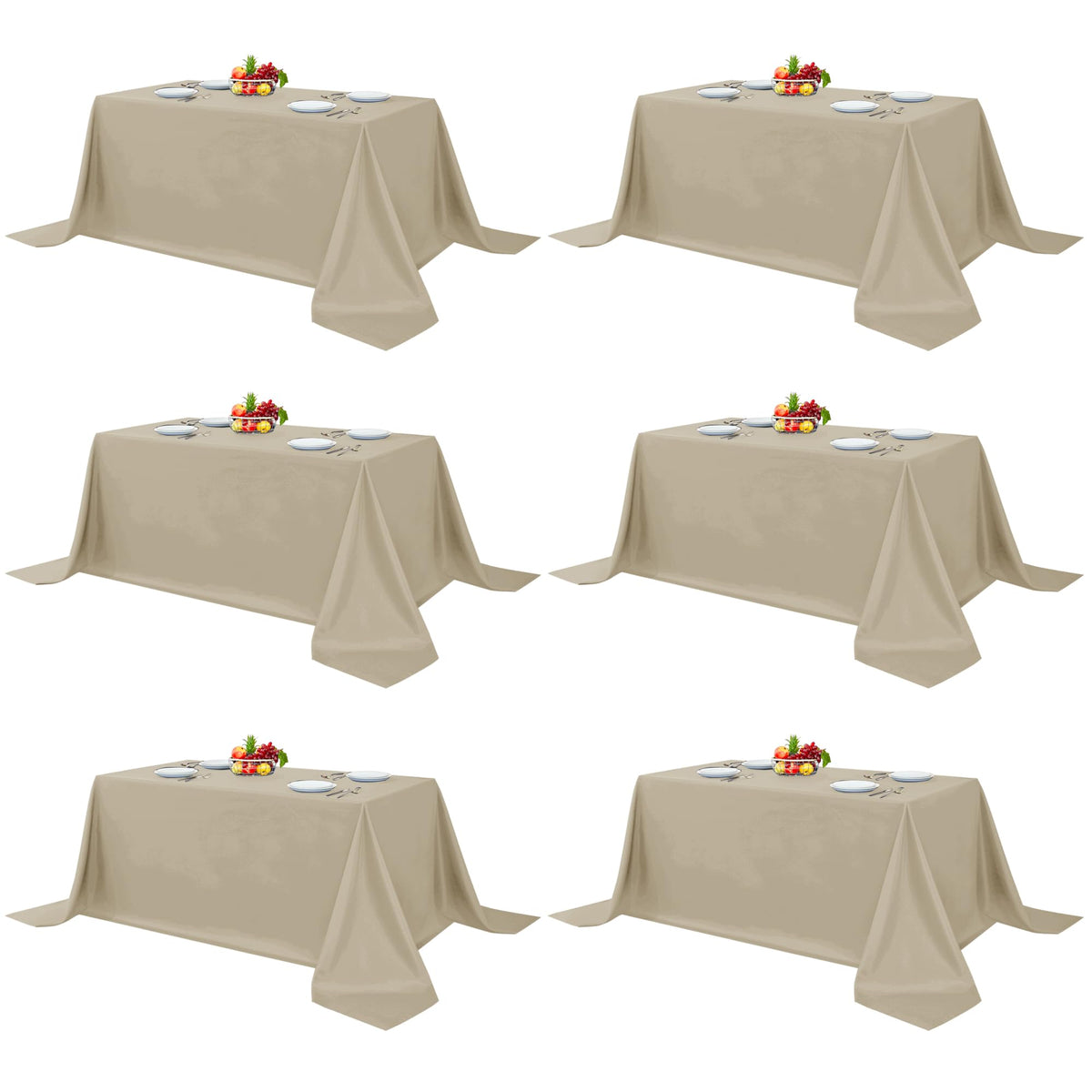 Fitable 6 Pack Ivory Tablecloths 70x120 Inch for 6-8 Ft Rectangle Tables