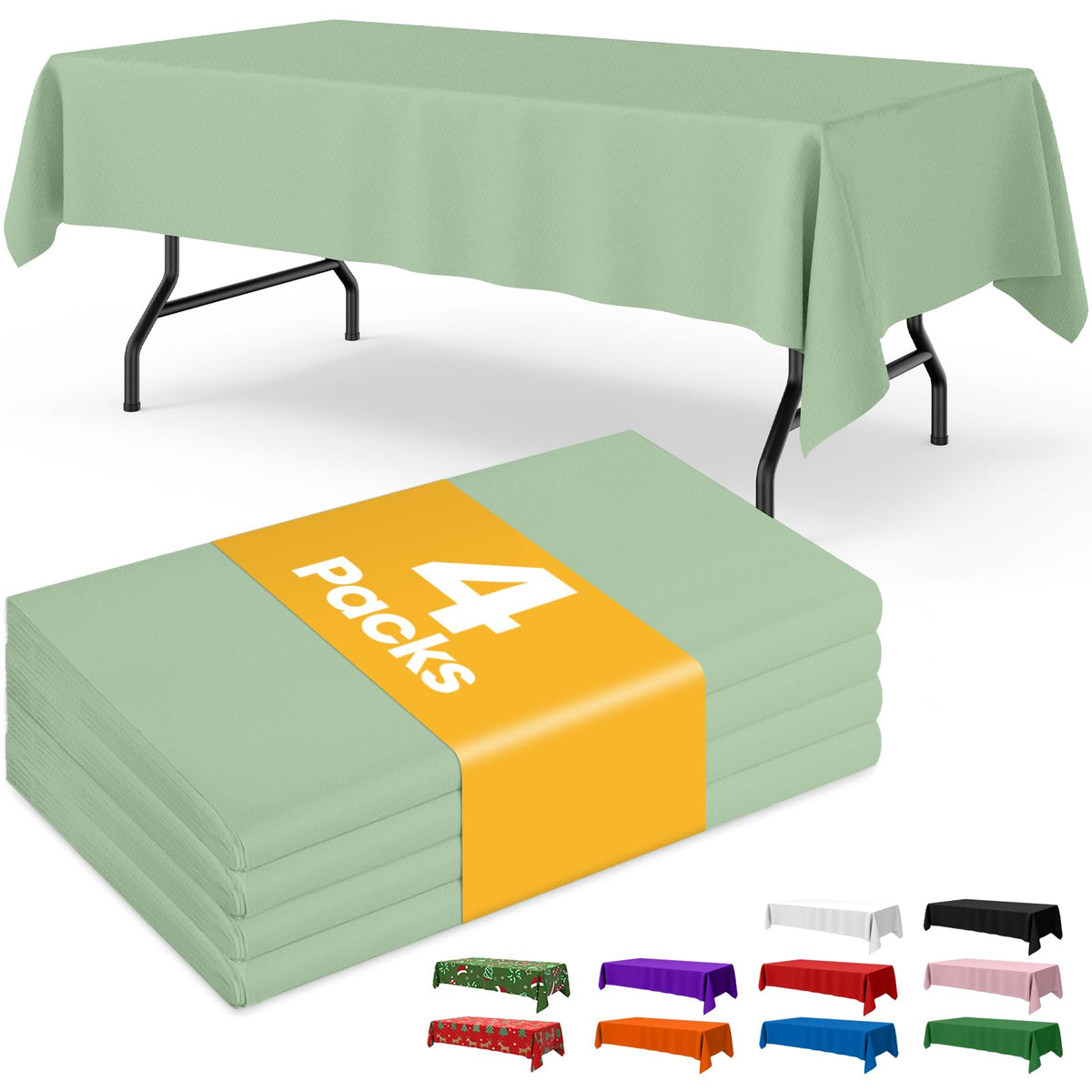 Niuara White Plastic Table Cloth - 4 Pack 54" × 108" Rectangle Disposable Tablecloths for 6FT Tables, Table Cover for Party, Holiday & Gathering Use