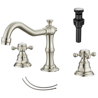 8" 2 Handles 3 Holes Bathroom Sink Faucet Antique Brass