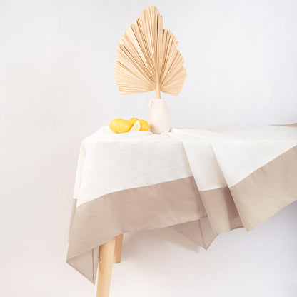 MONDAY MOOSE Gingham Checkered Farmhouse Rustic Picnic Style Decoration Rectangle Natural Stonewashed Cotton Tablecloth for Kitchen, Dining Room, Restaurant (60x102 inch, Beige)