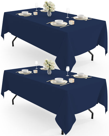 Pureegg Polyester Tablecloth 60" x 102" Reusable Washable 2 Pack White