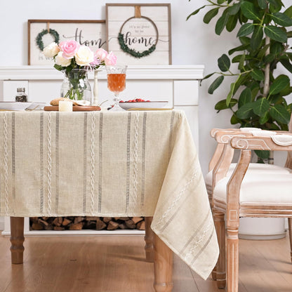 Horaldaily Beige Rectangular Tablecloth, 60×84 Inch, Farmhouse Decor