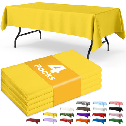Niuara White Plastic Table Cloth - 4 Pack 54" × 108" Rectangle Disposable Tablecloths for 6FT Tables, Table Cover for Party, Holiday & Gathering Use