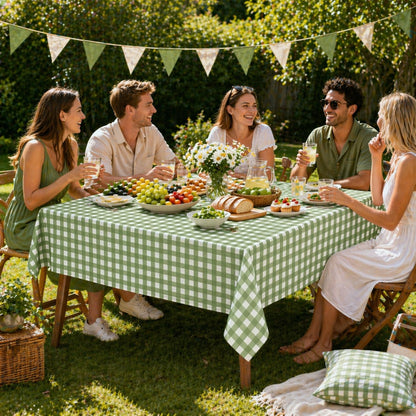 6 Pcs Sage Green Gingham Tablecloths, Checkered Table Covers 54 x 108 Inch