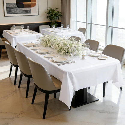 10 Pack Plastic Table Cloth, 54" × 108" White Disposable Tablecloth