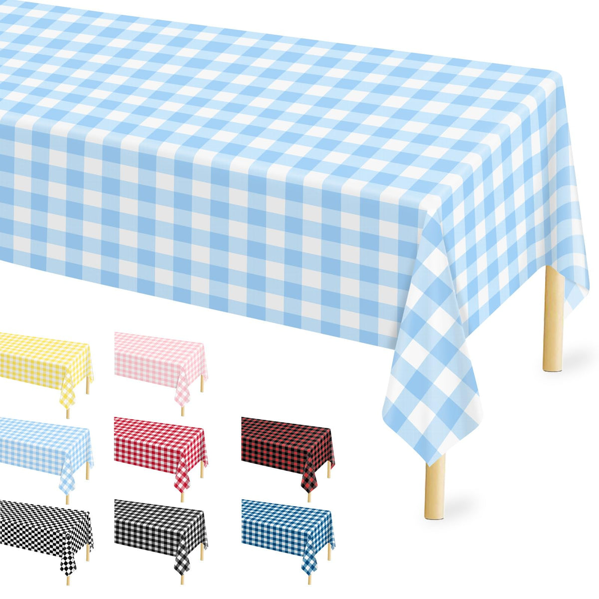 Mulbozy 4 Pcs Pink Gingham Tablecloth 54×108in, Pink Checkered Table Cloth