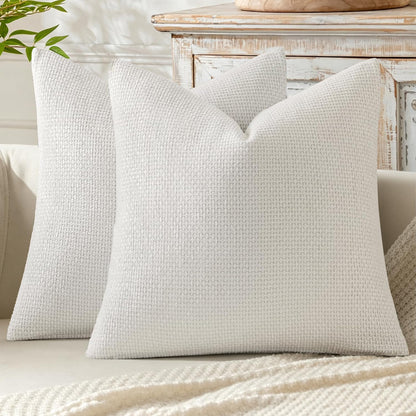 MIULEE Decorative Couch Throw Pillow Covers 18x18 Inch Neutral Beige 2 Pack