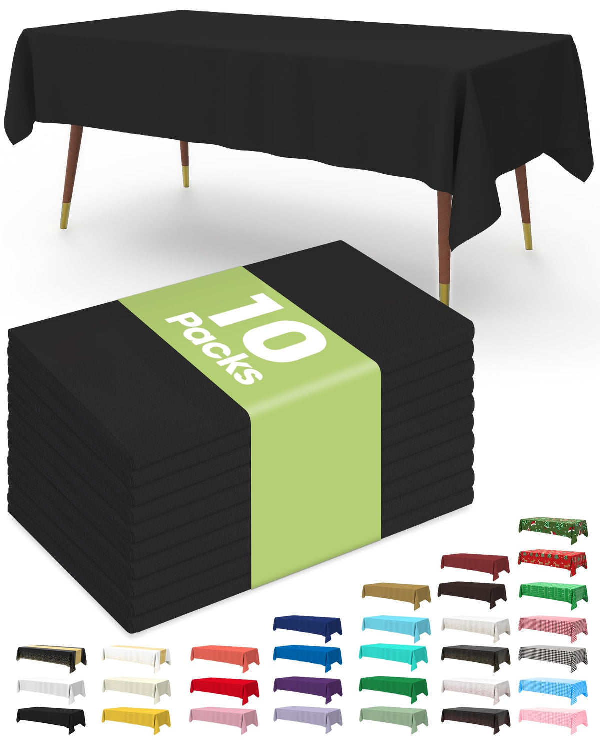 Pureegg Plastic Table Cloth Disposable 54x108 Inch 10 Pack, Beige
