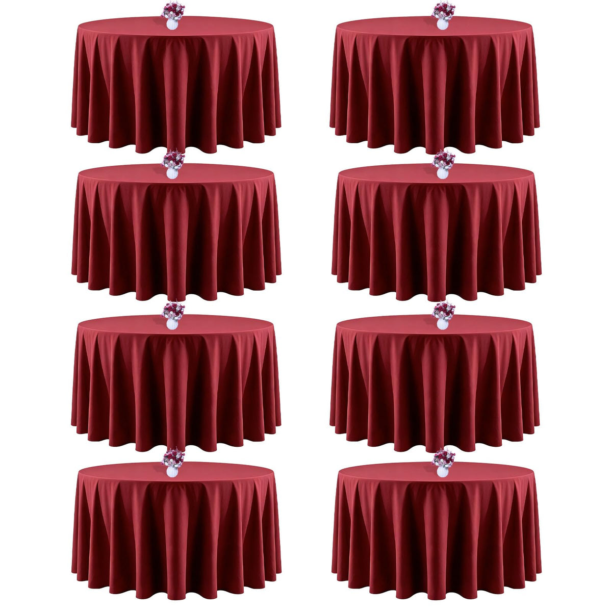 White Rectangle Table Cloth 60 x 102 Inch, 8 Pack