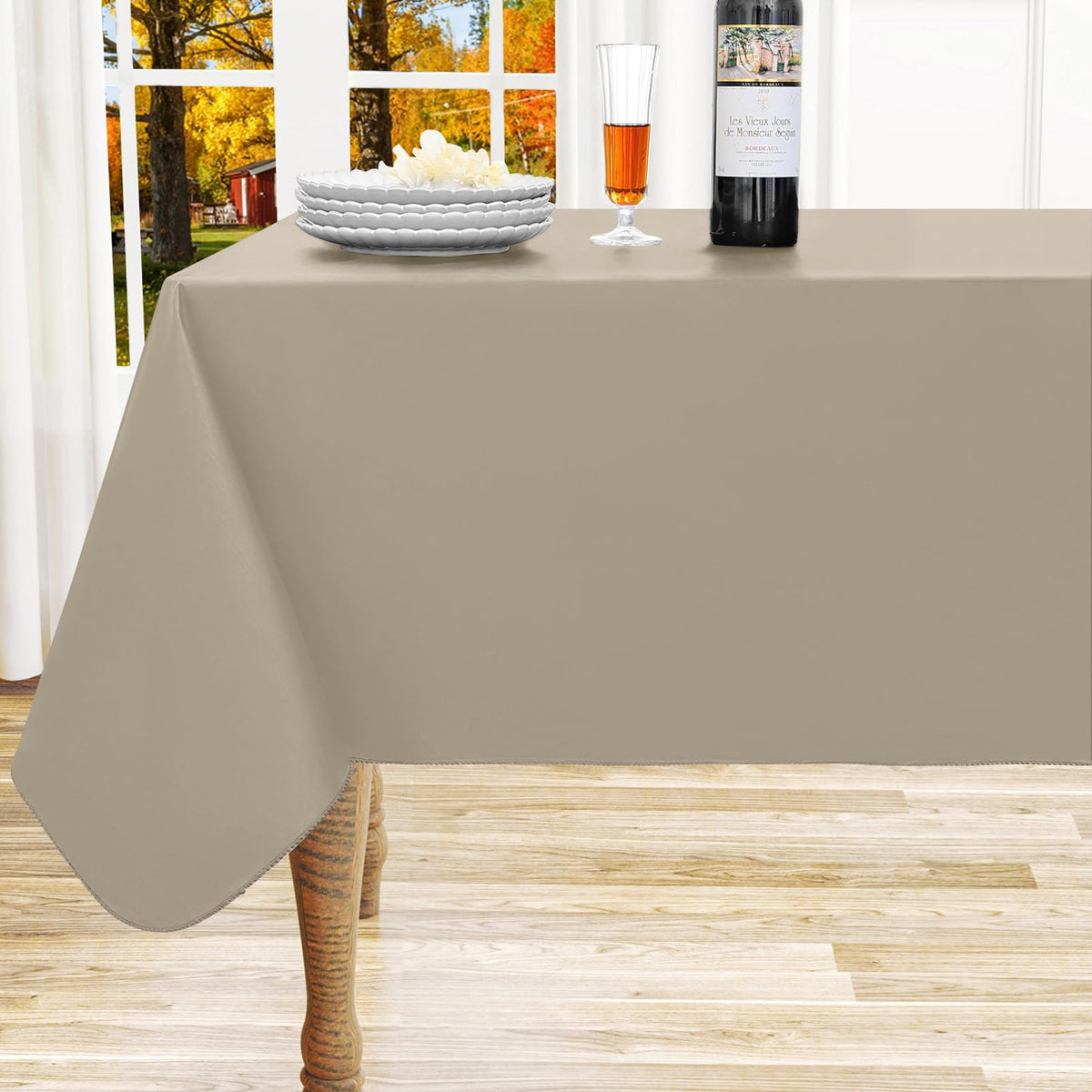 homing Rectangle Black Vinyl Waterproof Tablecloth with Flannel Backed