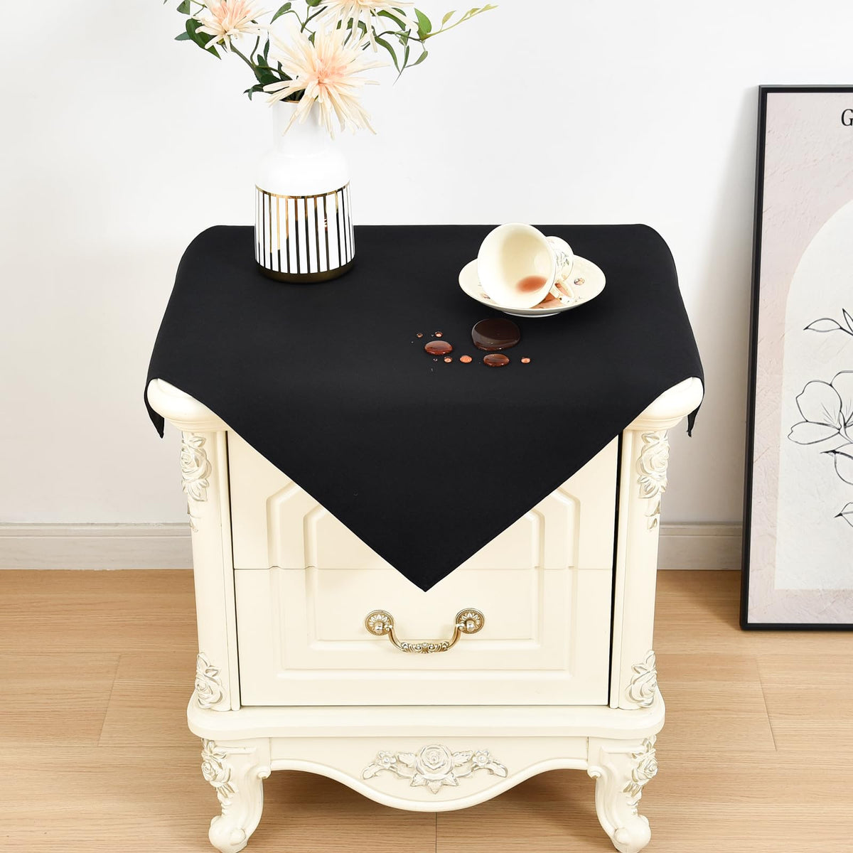Wolkemer Oval Tablecloth 60 x 102 Inches Faux Linen Water Resistant