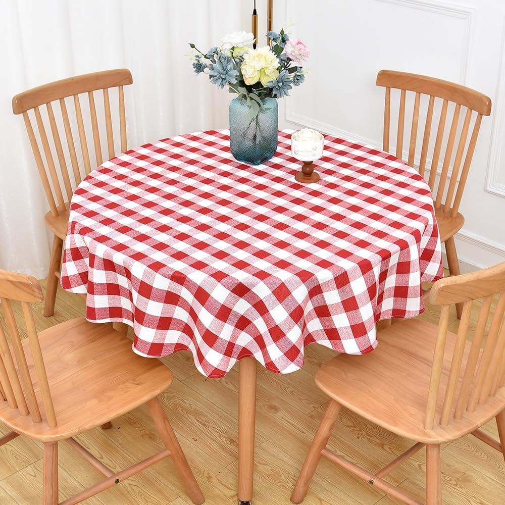 Gingham Tablecloth Rectangle Table Cloth Heavy Duty Cotton Checkered Table Cover for Spring Picnic Kitchen Dining(C-Beige, 52x70 inch)