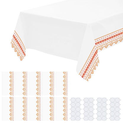 10 Pack Plastic Table Cloth, 54" × 108" White Disposable Tablecloth