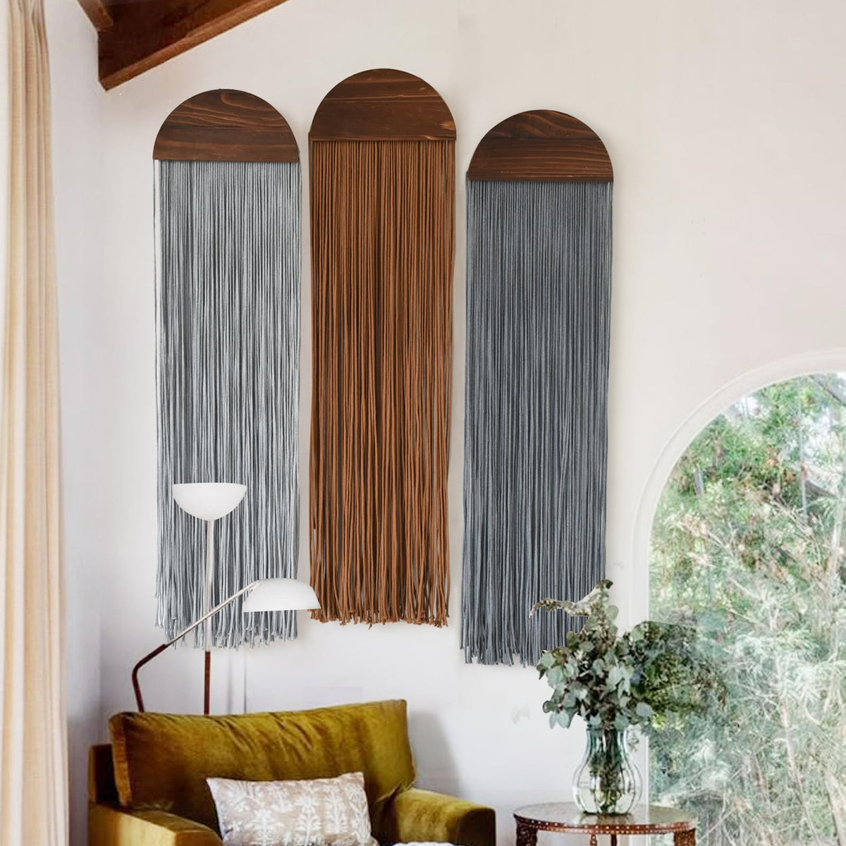2Pcs Macrame Wall Hanging Boho wall decor Fiber Art Decor 13.7"W*51"L