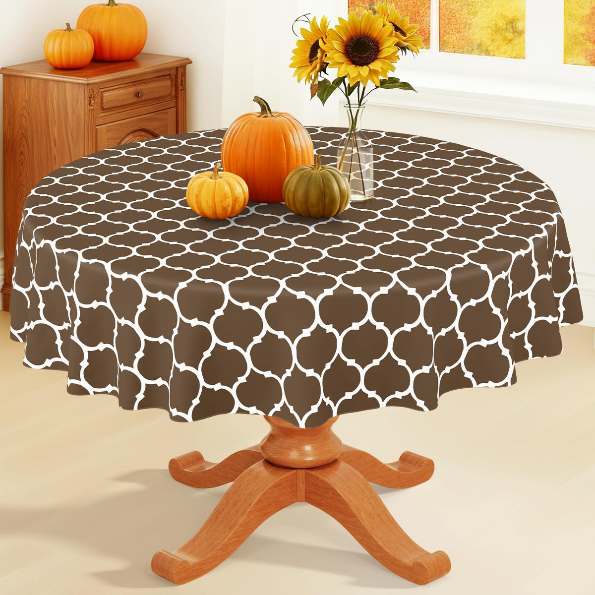 Smiry Rectangle Table Cloth, Flannel Backed Vinyl Tablecloth, 60"x84"