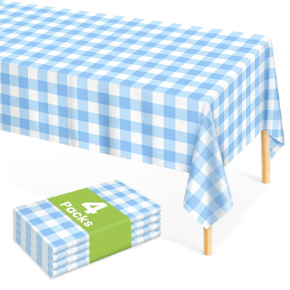 Mulbozy 4 Pcs Pink Gingham Tablecloth 54×108in, Pink Checkered Table Cloth