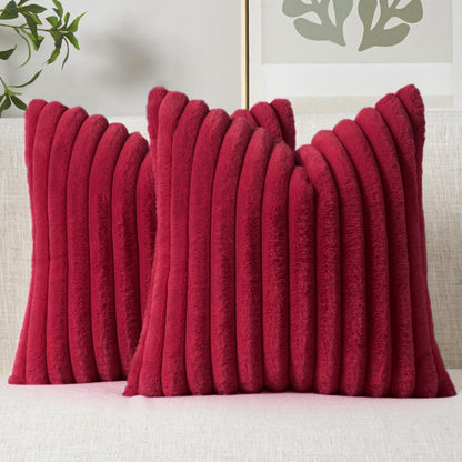 MIULEE Faux Fur Decorative Throw Pillow Covers 18x18 Set of 2 Sage Green