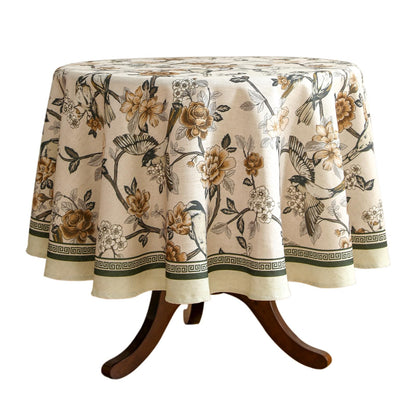 ISAENNE Designer French Linen Rectangular Tablecloth,118"x67"-Cornucopia