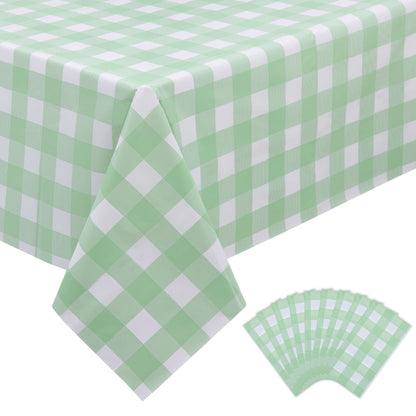 Kesfey 3 Packs Pink Gingham Tablecloth Pink and White Checkered Tablecloths 54 x 108 Inches Disposable Plastic Gingham Tablecovers Waterproof Rectangle Picnic Table Covers for Birthday Party Supplies