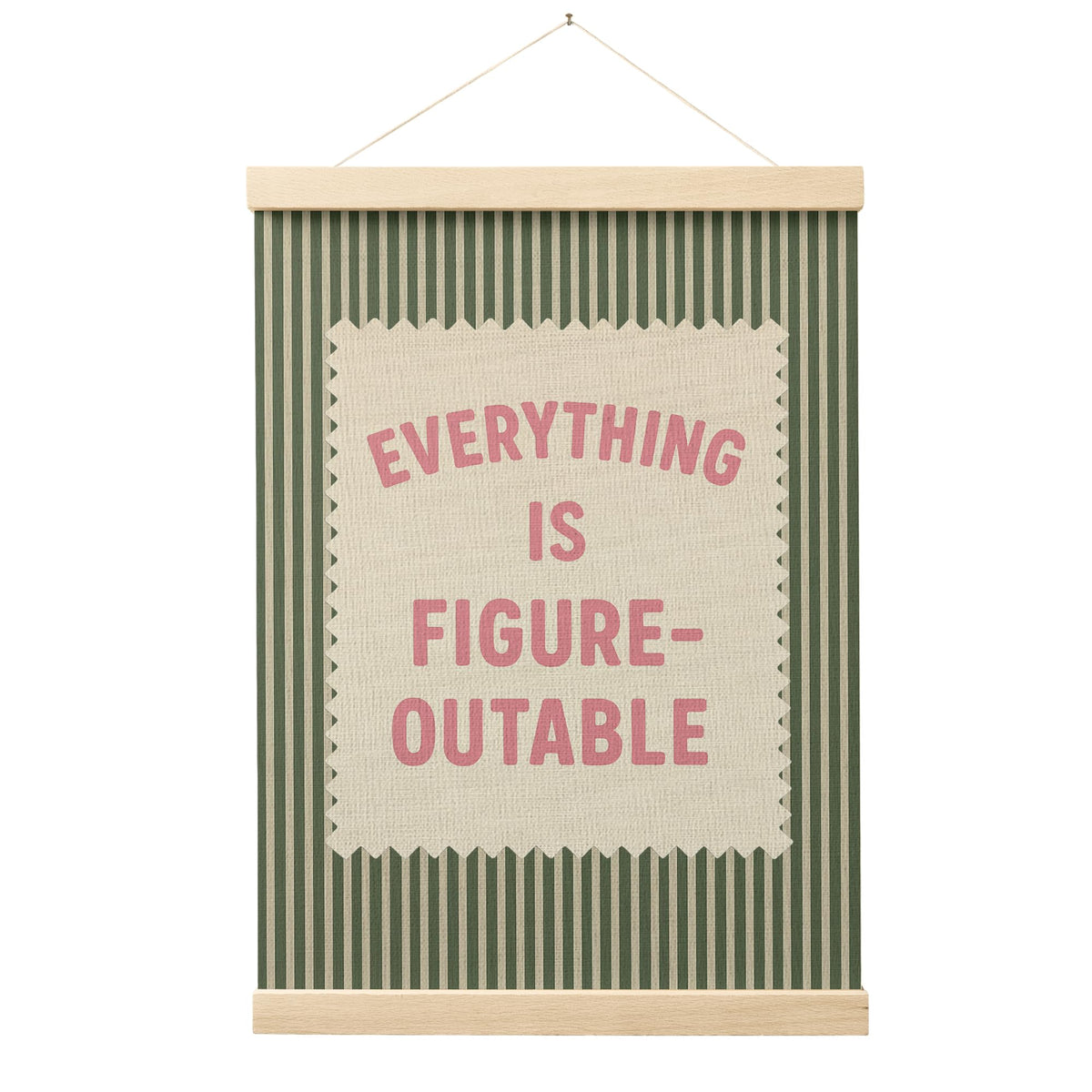 FGFK Everything Is Figureoutable Positive Affirmations Wall Art Poster Hanger Frame, Retro Pink and Green Inspirational Canvas Prints Framed Wall Decor for Office Classroom Home Bedroom, 12x16 Inch