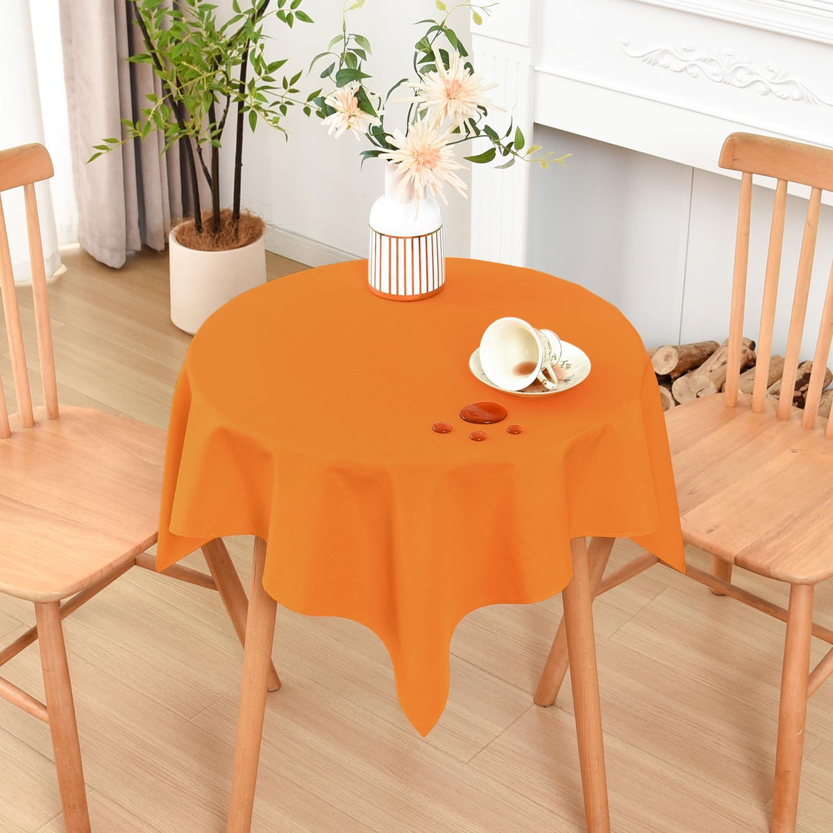 Wolkemer Oval Tablecloth 60 x 102 Inches Faux Linen Water Resistant