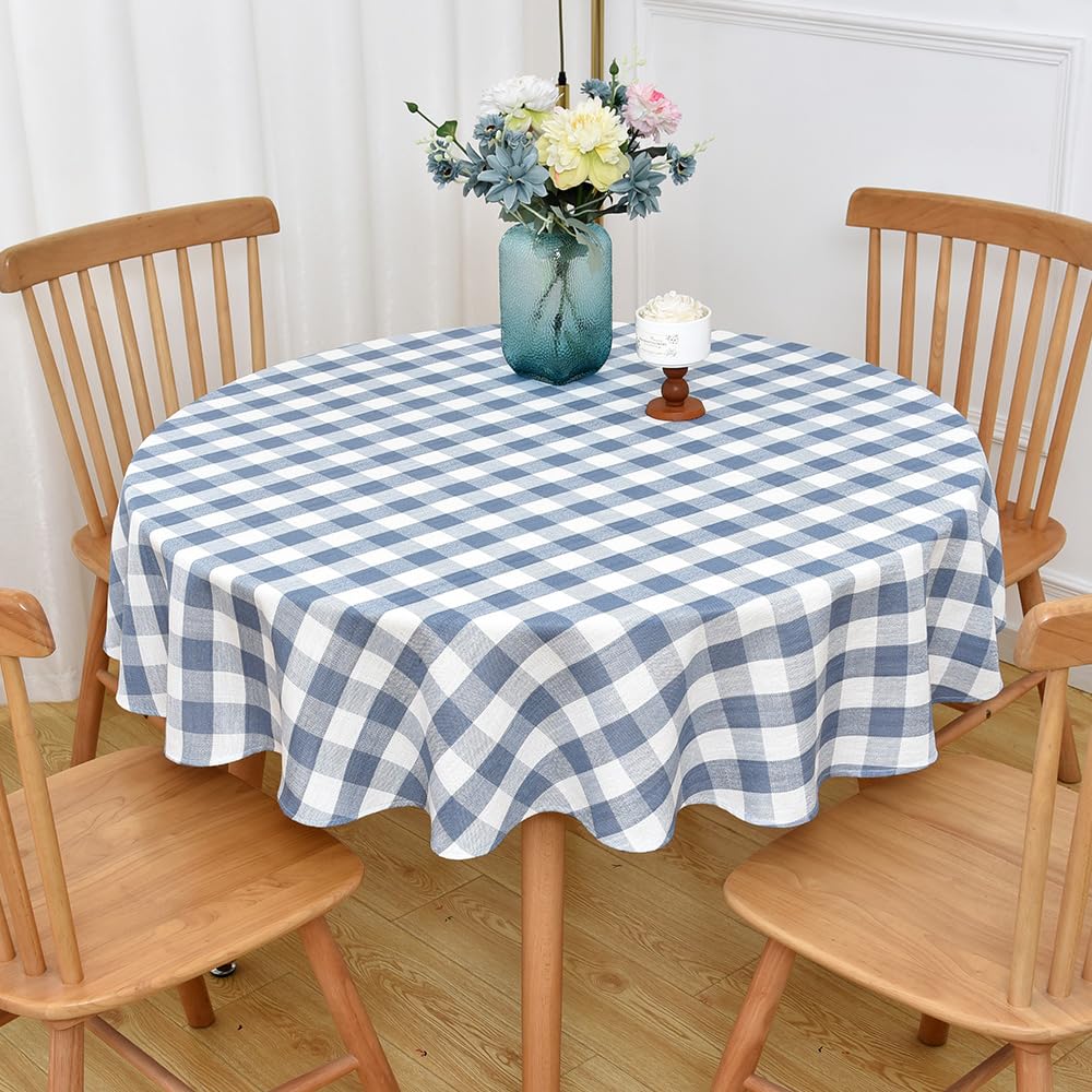 Gingham Tablecloth Rectangle Table Cloth Heavy Duty Cotton Checkered Table Cover for Spring Picnic Kitchen Dining(C-Beige, 52x70 inch)