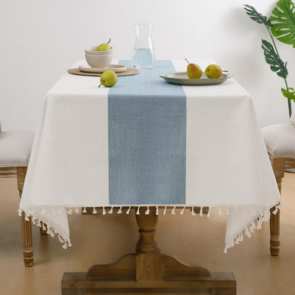 Softalker Fall Linen Rectangle Tablecloth with Tassel, 55 x 70 Inch