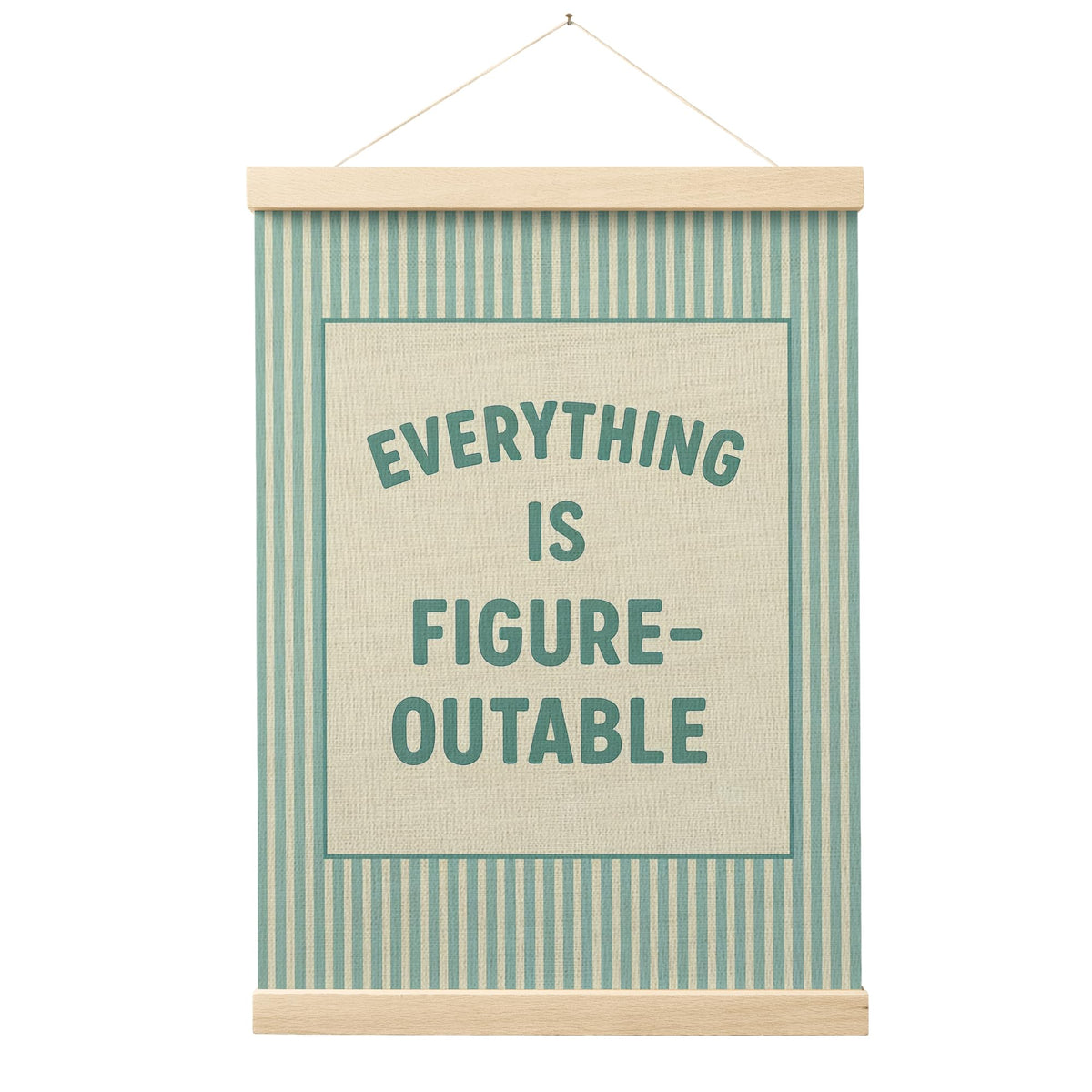 FGFK Everything Is Figureoutable Positive Affirmations Wall Art Poster Hanger Frame, Retro Pink and Green Inspirational Canvas Prints Framed Wall Decor for Office Classroom Home Bedroom, 12x16 Inch