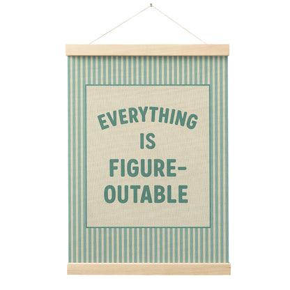 FGFK Everything Is Figureoutable Positive Affirmations Wall Art Poster Hanger Frame, Retro Pink and Green Inspirational Canvas Prints Framed Wall Decor for Office Classroom Home Bedroom, 12x16 Inch