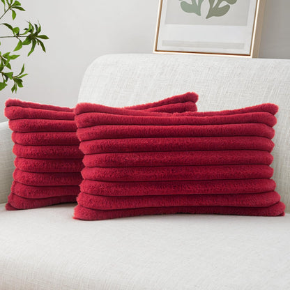 MIULEE Faux Fur Decorative Throw Pillow Covers 18x18 Set of 2 Sage Green